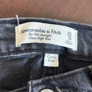Abercrombie 90s straight curve love ultra high rise black jeans 25 0R denim